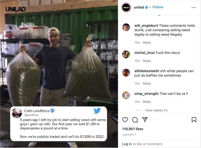 colin landforce unilad weed story